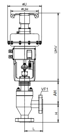 Dimensions of A120 and A160 Series Angle Type Control Valve