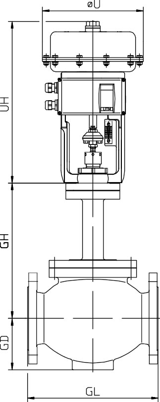 Weights and Dimensions of G114 Series Jacketed Control Valve